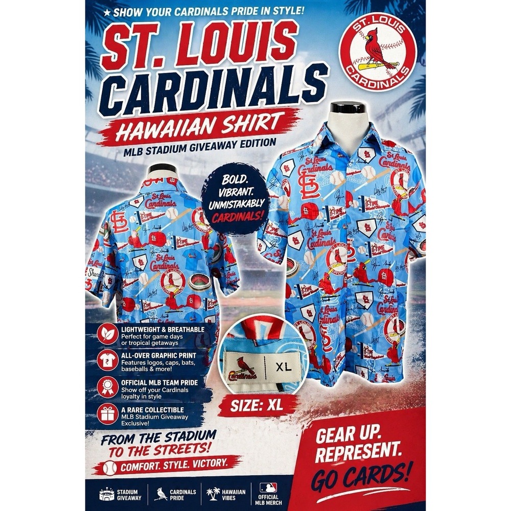 Vacation  Mens XL St. Louis Cardinals Ozzy Smith Baseball Hawaiian Shirt Xl MLB